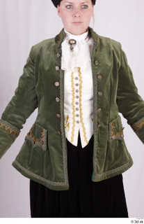  Photos Woman in Historical Dress 96 18th century green jacket historical clothing upper body 0001.jpg